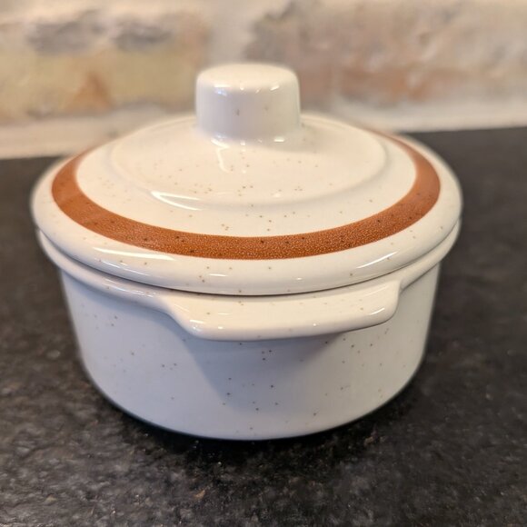 Autumn Collection Stoneware Sugar Bowl Lid Handles Specks w Brown Accent Japan - Picture 2 of 9